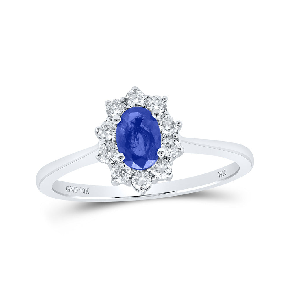 10K Yellow Or White Gold Womens Oval Diamond Halo Ring, Womens Size: 5-10