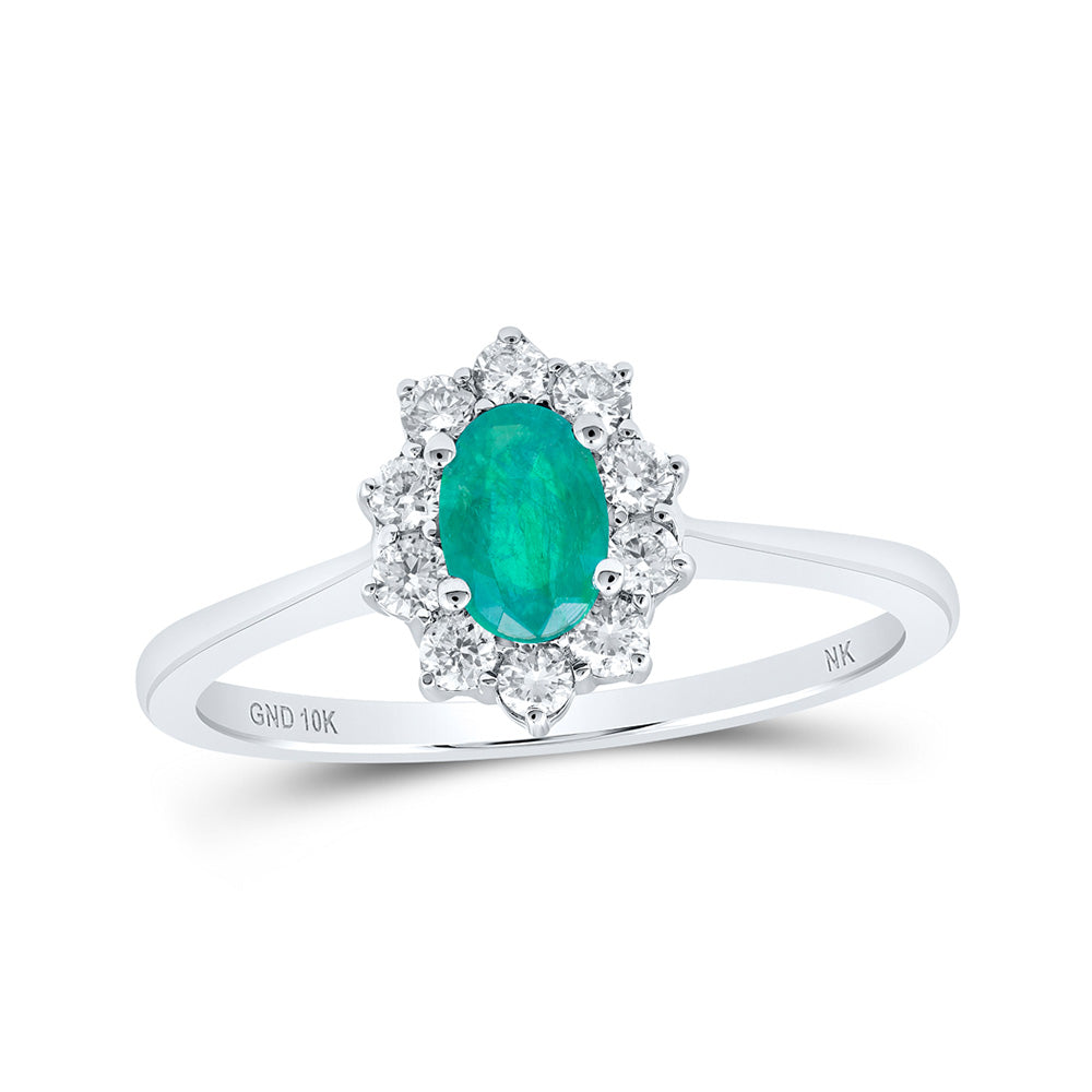 10K Yellow Or White Gold Womens Oval Diamond Halo Ring, Womens Size: 5-10