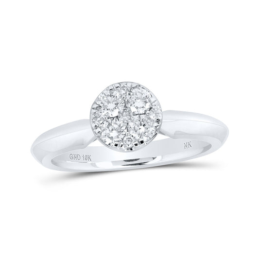 10K White Or Yellow Gold Womens Round Diamond Cluster Ring , Womens Size: 5-10