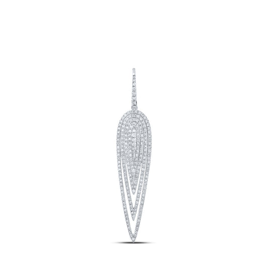 10K White Gold Womens Round Diamond Fashion Pendant 1-1/2 Cttw