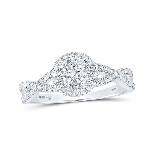 10K White Or Yellow Gold Womens Round Diamond Cluster Ring , Womens Size: 5-10