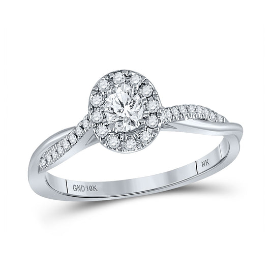 10K White Or Yellow Gold Oval Diamond Halo Bridal Wedding Engagement Ring , Womens Size: 5-10