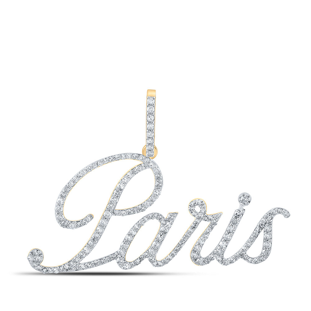 10K Yellow Gold Womens Round Diamond Name Pendant