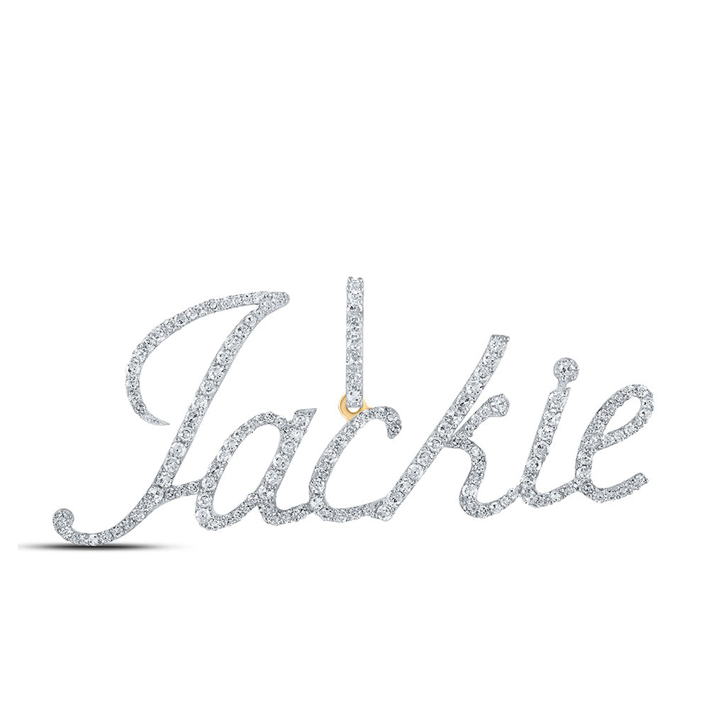 10K Yellow Gold Womens Round Diamond Name Pendant
