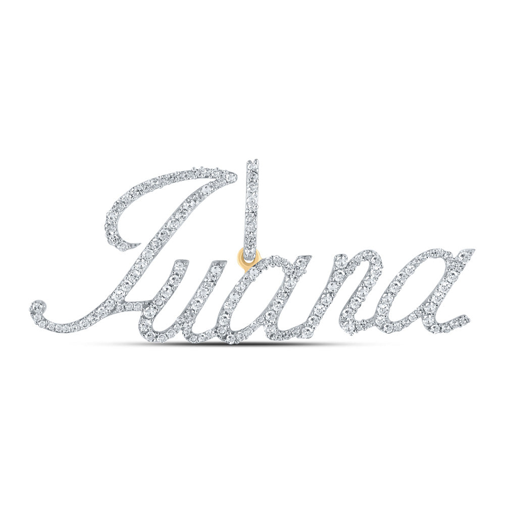 10K Yellow Gold Womens Round Diamond Name Pendant
