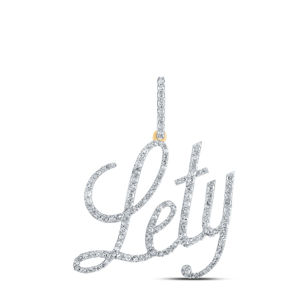 10K Yellow Gold Womens Round Diamond Name Pendant