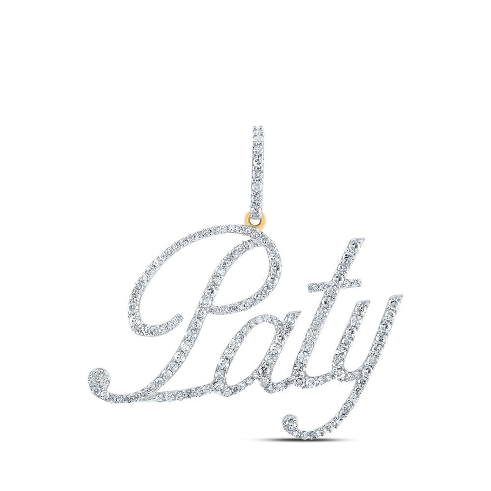 10K Yellow Gold Womens Round Diamond Name Pendant
