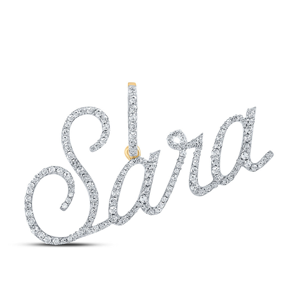10K Yellow Gold Womens Round Diamond Name Pendant
