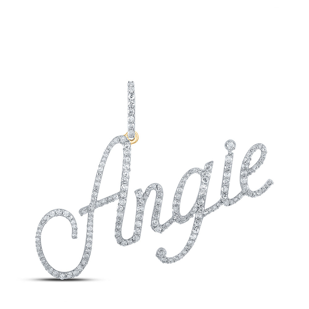 10K Yellow Gold Womens Round Diamond Name Pendant