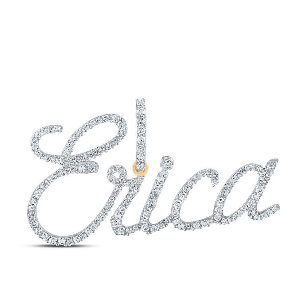 10K Yellow Gold Womens Round Diamond Name Pendant