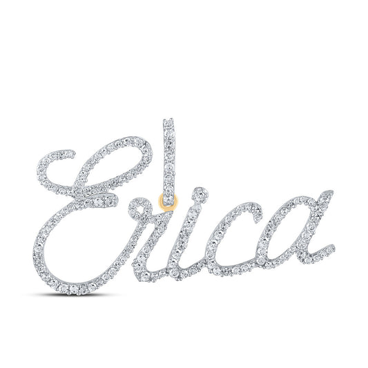 10K Yellow Gold Womens Round Diamond Name Pendant