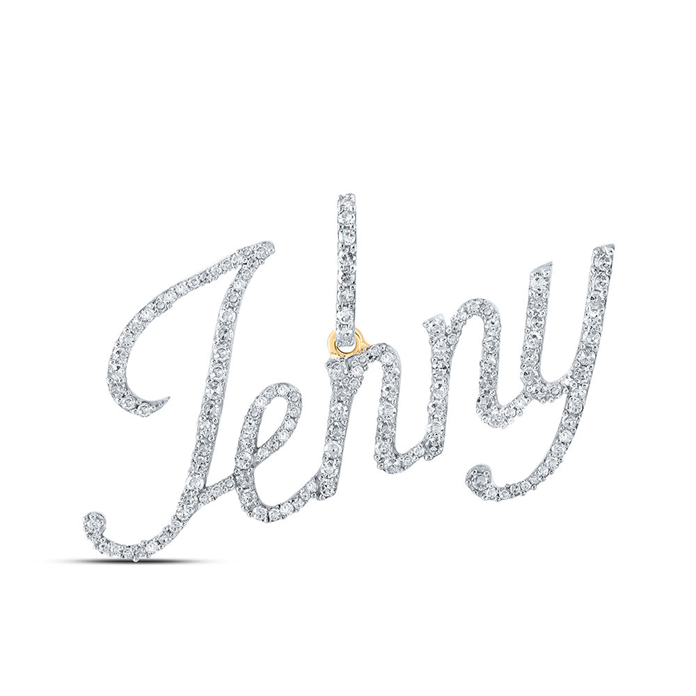 10K Yellow Gold Womens Round Diamond Name Pendant