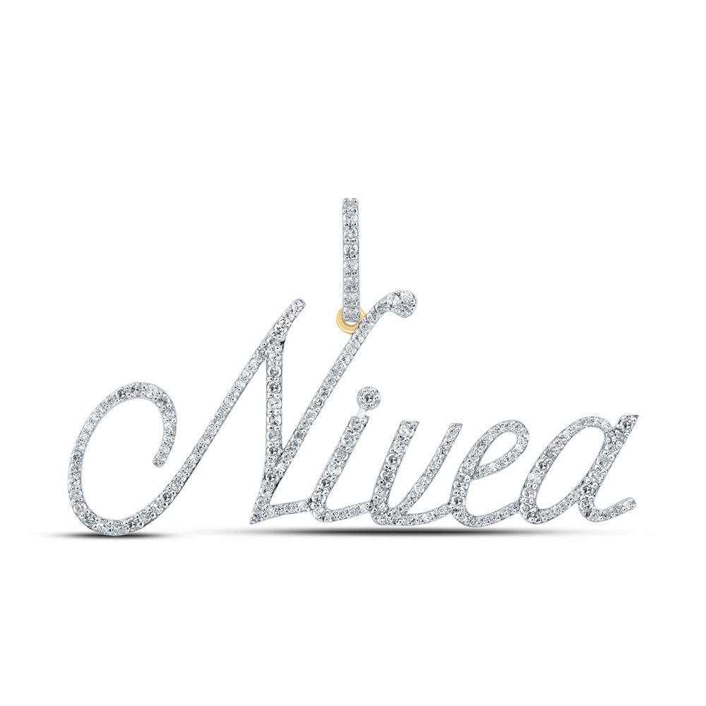 10K Yellow Gold Womens Round Diamond Name Pendant
