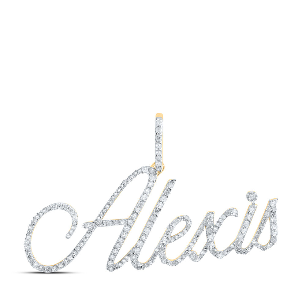 10K Yellow Gold Womens Round Diamond Name Pendant