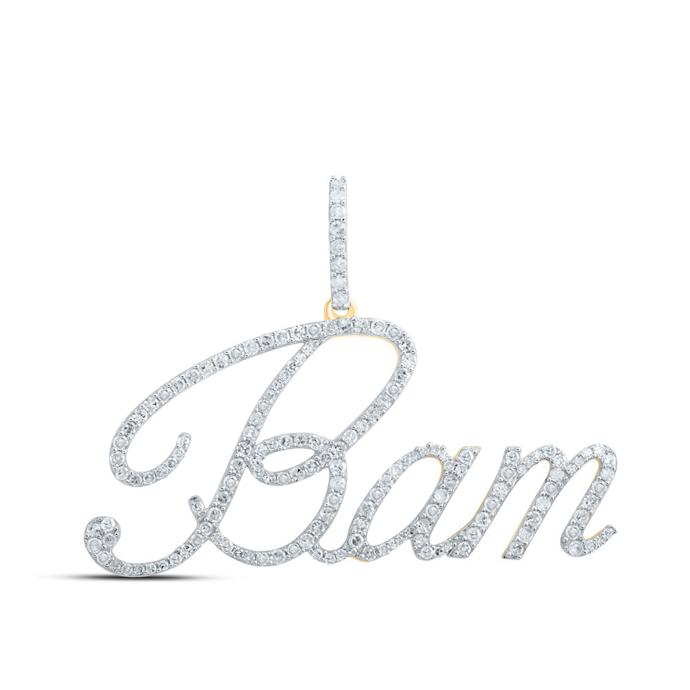 10K Yellow Gold Womens Round Diamond Name Pendant