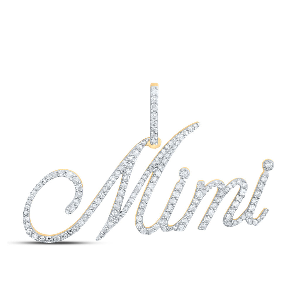 10K Yellow Gold Womens Round Diamond Name Pendant