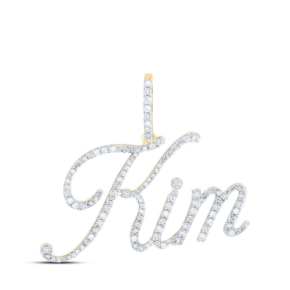 10K Yellow Gold Womens Round Diamond Name Pendant