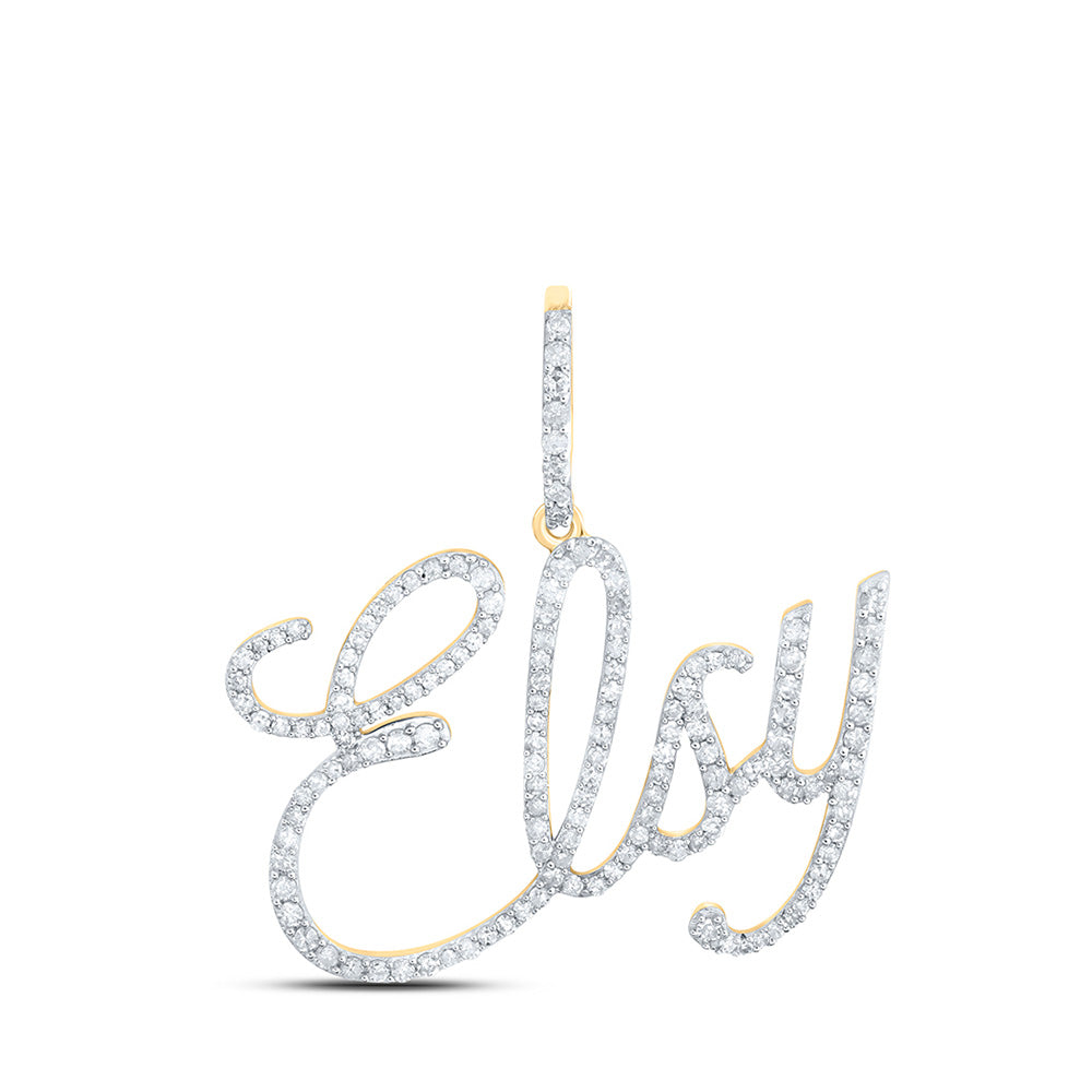 10K Yellow Gold Womens Round Diamond Name Pendant