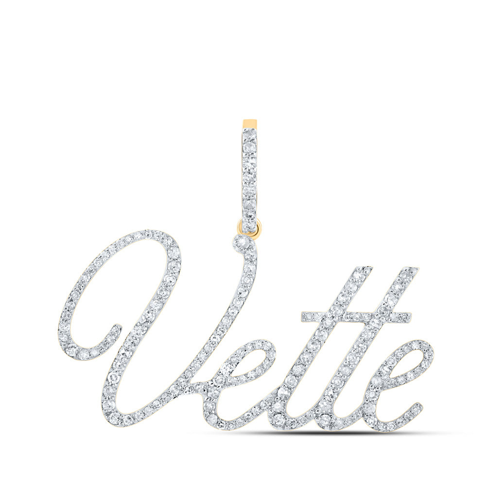 10K Yellow Gold Womens Round Diamond Name Pendant