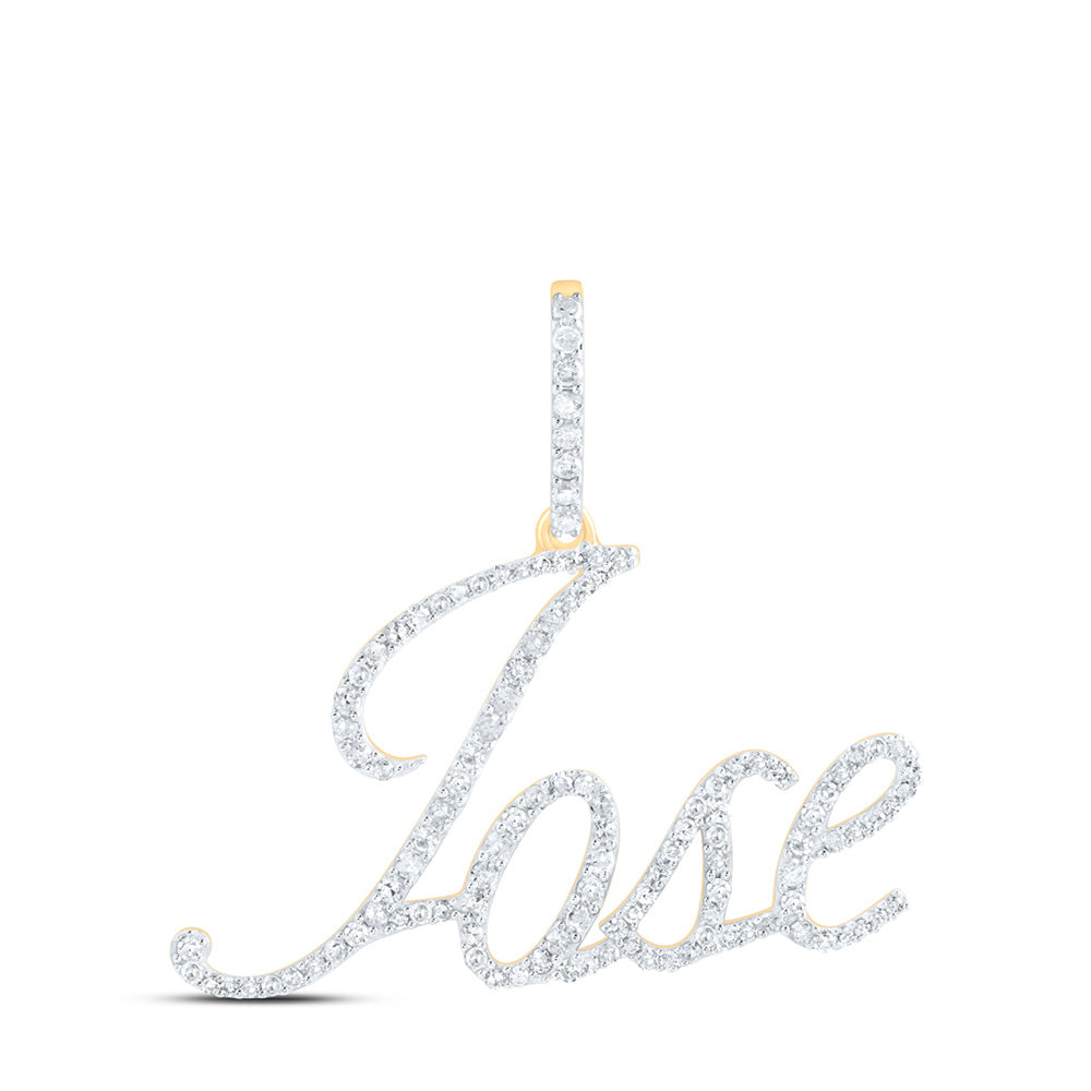 10K Yellow Gold Mens Round Diamond JOSE Name Charm Pendant 5/8 Cttw