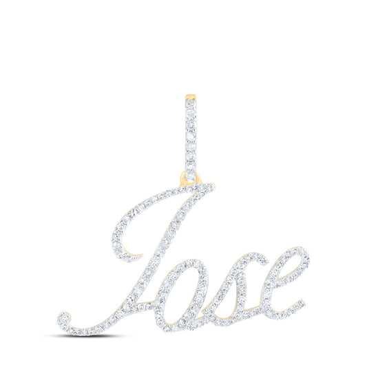 10K Yellow Gold Mens Round Diamond JOSE Name Charm Pendant 5/8 Cttw