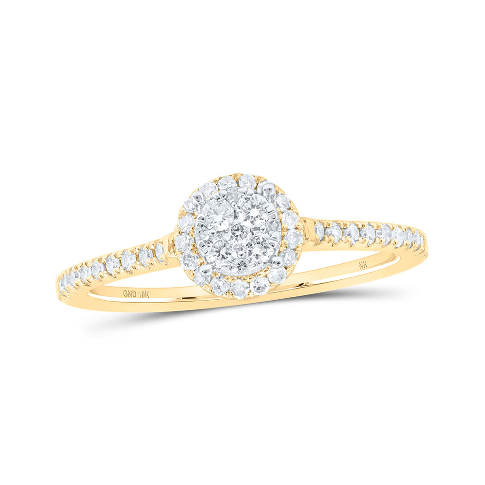 10K White Or Yellow Gold Womens Round Diamond Cluster Ring , Womens Size: 5-10