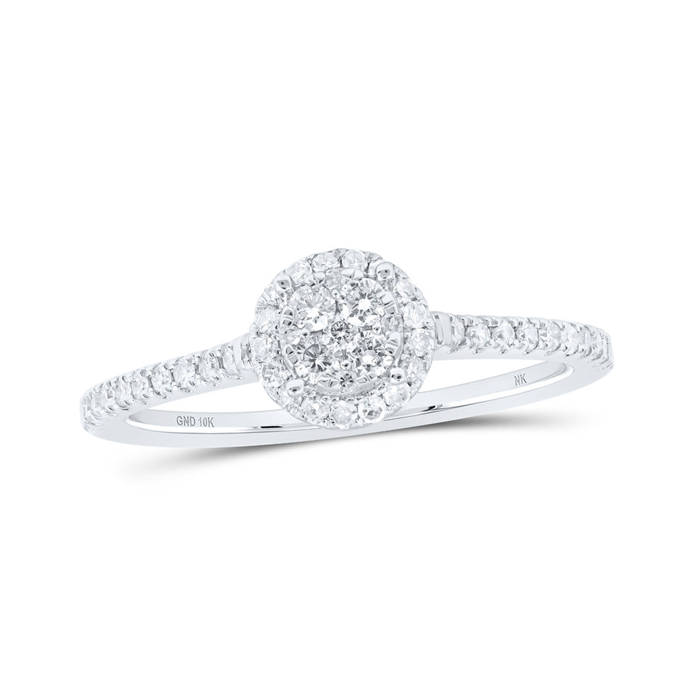 10K White Or Yellow Gold Womens Round Diamond Cluster Ring , Womens Size: 5-10