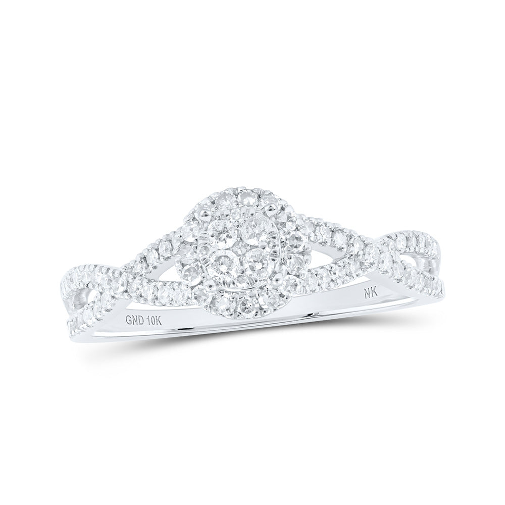 10K White Or Yellow Gold Womens Round Diamond Cluster Ring , Womens Size: 5-10