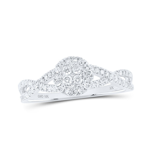 10K White Or Yellow Gold Womens Round Diamond Cluster Ring , Womens Size: 5-10