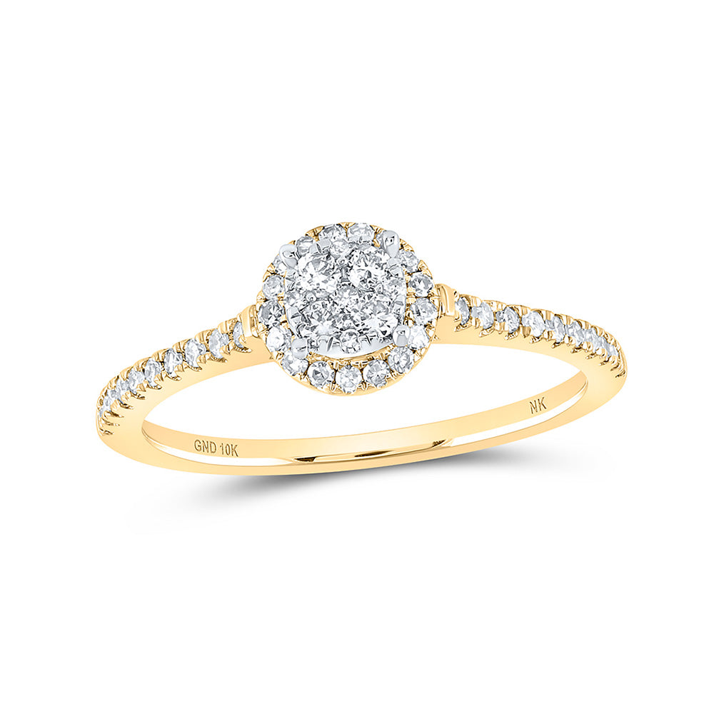 10K White Or Yellow Gold Womens Round Diamond Cluster Ring , Womens Size: 5-10