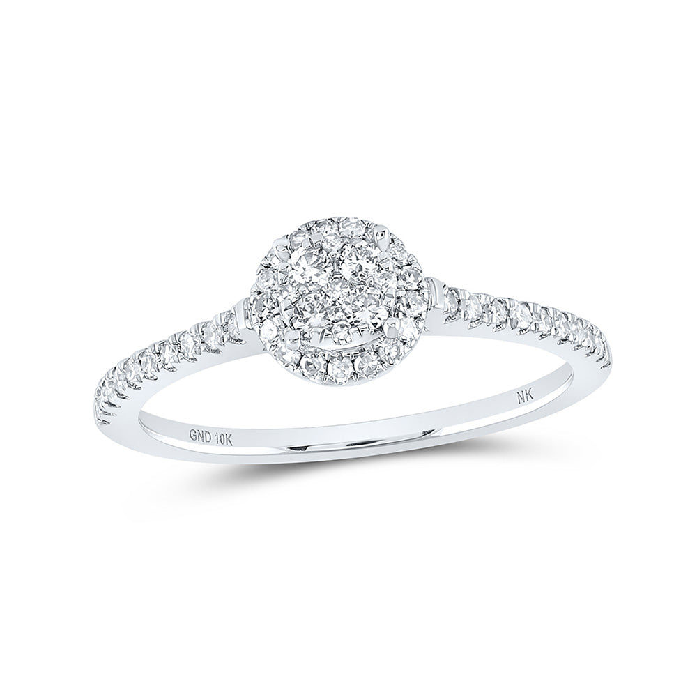 10K White Or Yellow Gold Womens Round Diamond Cluster Ring , Womens Size: 5-10