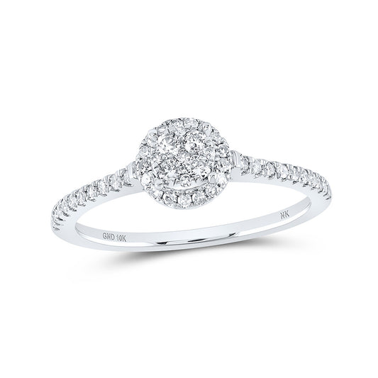 10K White Or Yellow Gold Womens Round Diamond Cluster Ring , Womens Size: 5-10