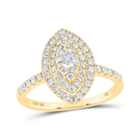 10K Yellow Gold Womens Round Diamond Oval Ring 3/4 Cttw, Womens Size: 5-10