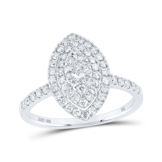 10K White Or Yellow Gold Womens Round Diamond Oval Ring , Womens Size: 5-10