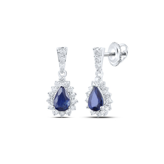 10K Yellow Or White Gold Womens Pear Diamond Dangle Earrings