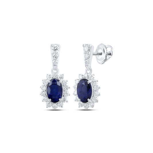 10K Yellow Or White Gold Womens Oval Diamond Dangle Earrings