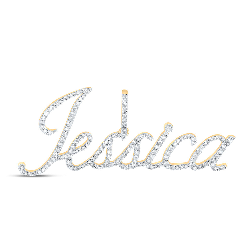 10K Yellow Gold Womens Round Diamond Name Pendant