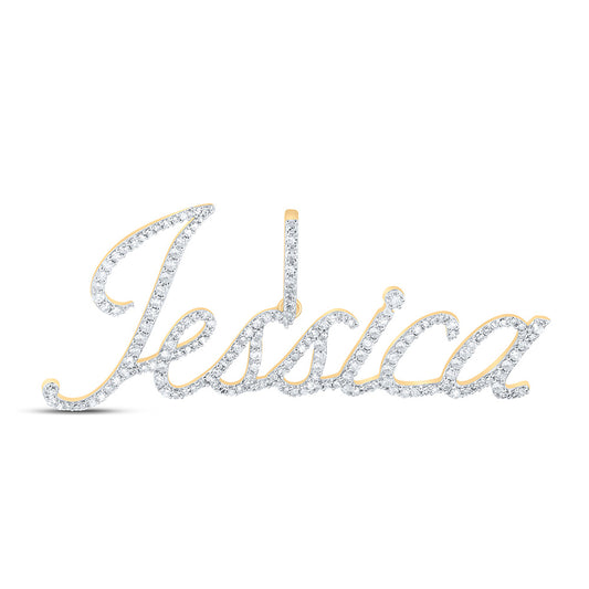 10K Yellow Gold Womens Round Diamond Name Pendant