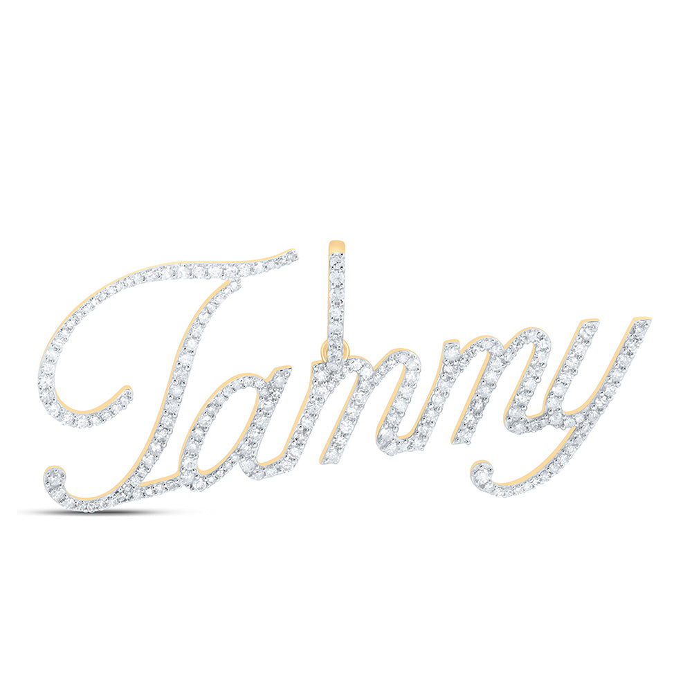 10K Yellow Gold Womens Round Diamond Name Pendant
