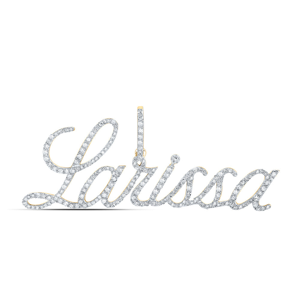 10K Yellow Gold Womens Round Diamond Name Pendant