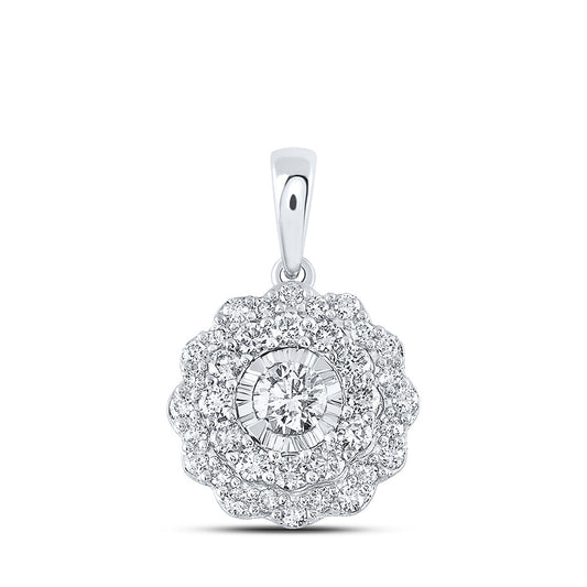 10K Yellow Or White Or Rose Gold Womens Round Diamond Fashion Pendant