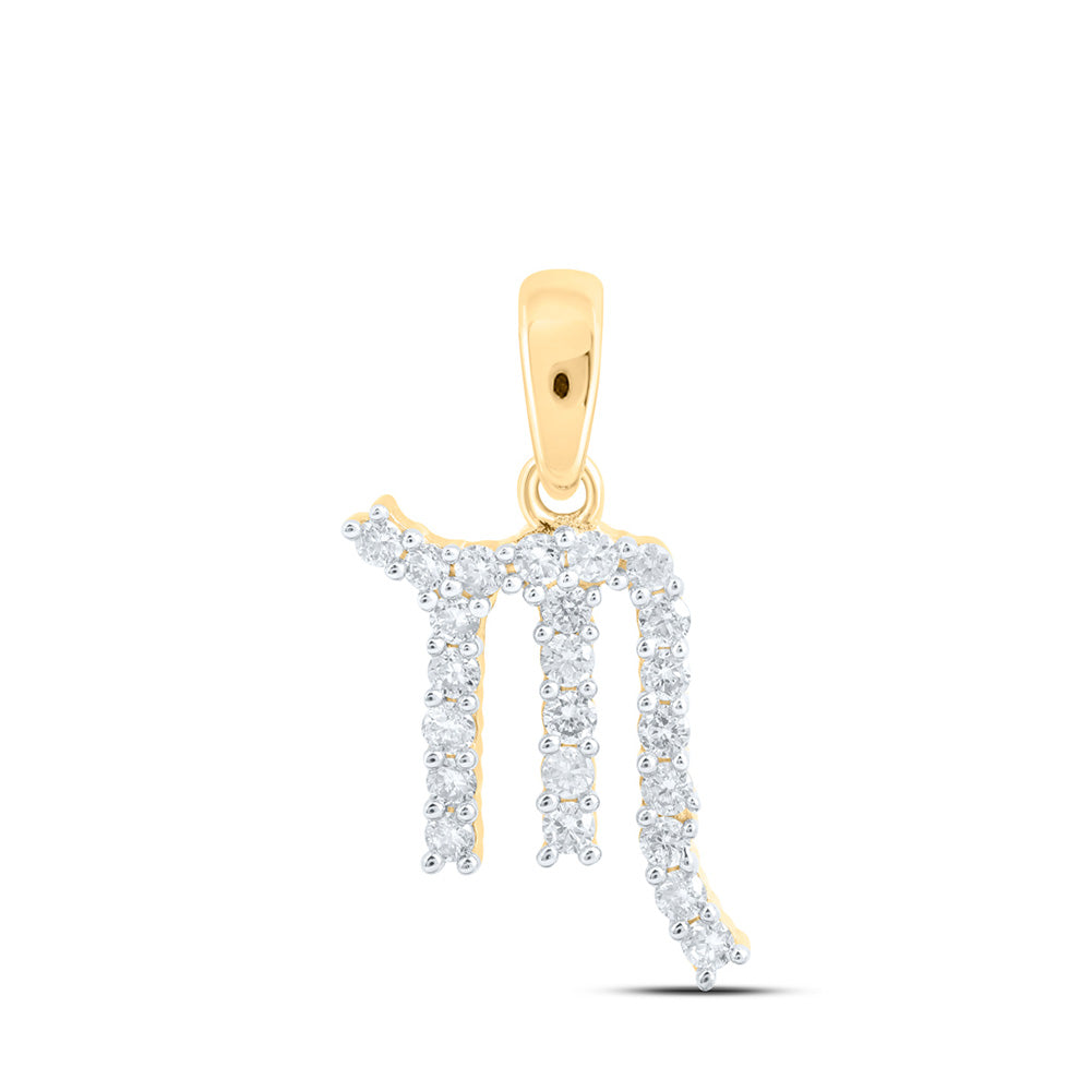10K Yellow Gold Womens Round Diamond Zodiac Fashion Pendant