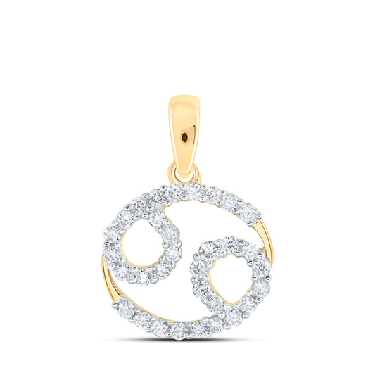 10K Yellow Gold Womens Round Diamond Zodiac Fashion Pendant