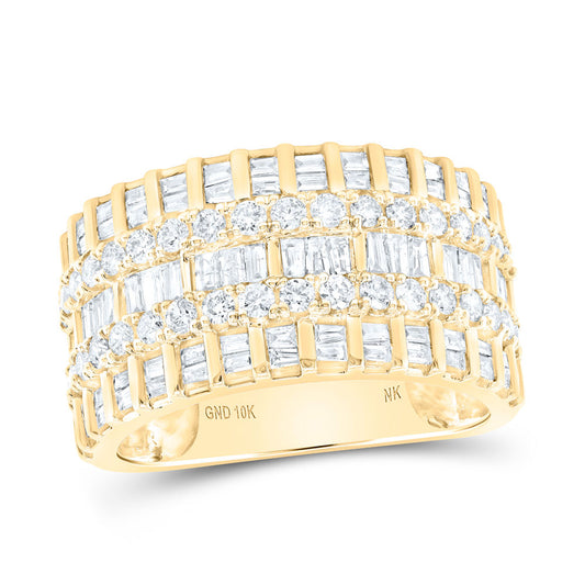 10K Yellow Gold Womens Baguette Diamond Band Ring 1-3/8 Cttw, Womens Size: 5-10