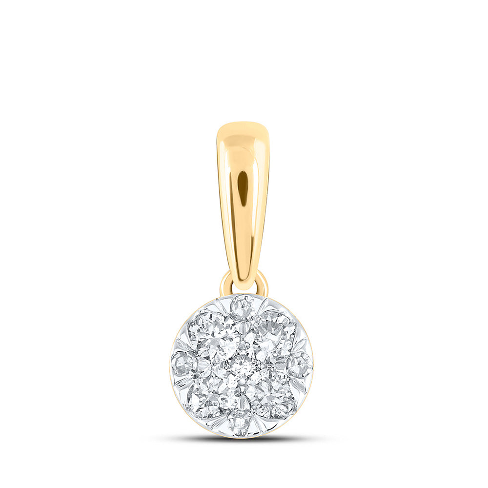 10K White Or Yellow Gold Womens Round Diamond Flower Cluster Pendant
