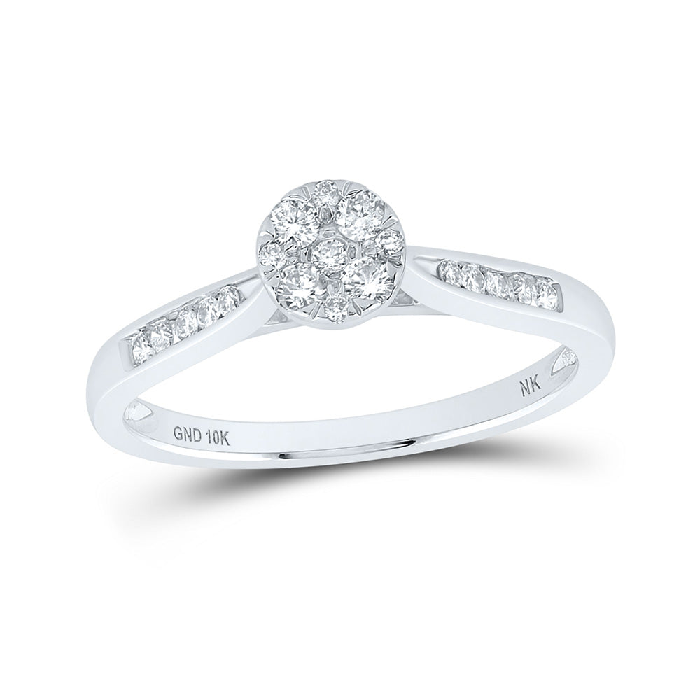 10K White Or Yellow Gold Womens Round Diamond Cluster Ring , Womens Size: 5-10