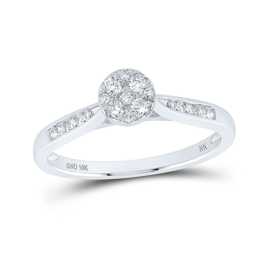 10K White Or Yellow Gold Womens Round Diamond Cluster Ring , Womens Size: 5-10