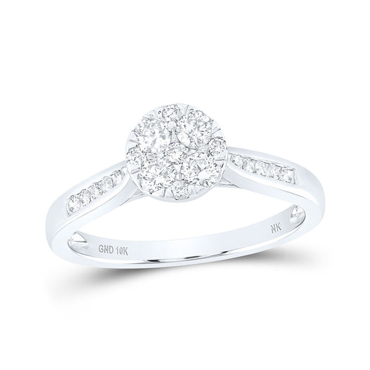 10K White Or Yellow Gold Womens Round Diamond Cluster Ring , Womens Size: 5-10