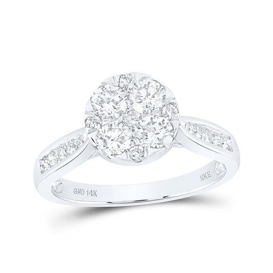 14K White Or Yellow Gold Womens Round Diamond Cluster Ring , Womens Size: 5-10