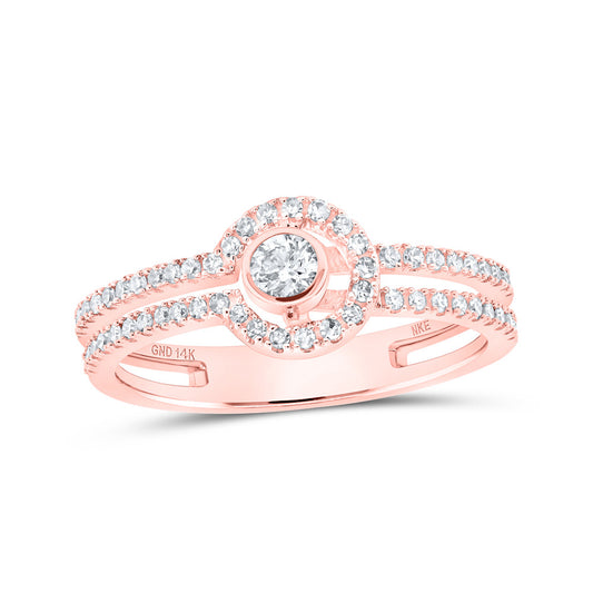 14K Rose Gold Womens Round Diamond Fashion Ring 1/3 Cttw, Womens Size: 5-10